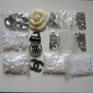 White Camellia Flower Deco Kits For DIY Mobile Phone IPhone 4G 4S