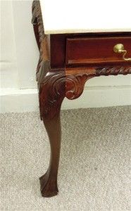 Chippendale Solid Mahogany Marble Top Hall Table