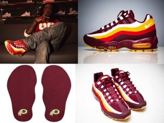  Nike Air Max 95 No Sew Redskins Sz 10 NFC East Deadstock New
