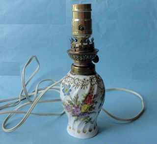   LEPRINCE PARIS France Antique DRESDEN FLOWERS Porcelain LUXURY LAMP
