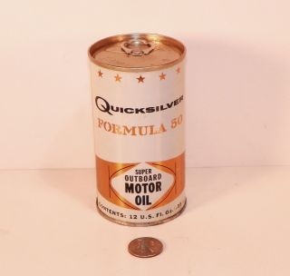 Vintage N O s Full Oil Can Mercury Quicksilver Outboard Motor Oil 1970