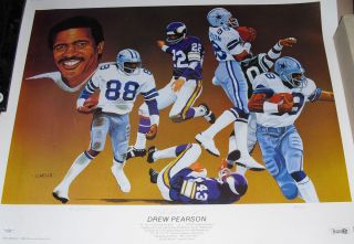 Drew Pearson Autographed Artist Vernon Wells Signed Lithograph 750 JSA