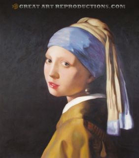 Girl with A Pearl Earring  Jan Vermeer Reproduction Oil on Canvas 36