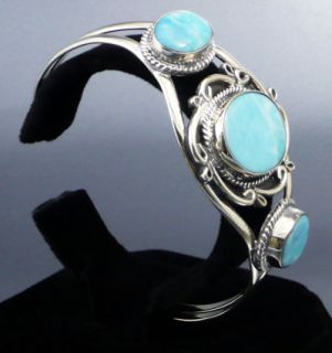 Stone Sacred Turquoise Mexican Silver Cuff Bracelet
