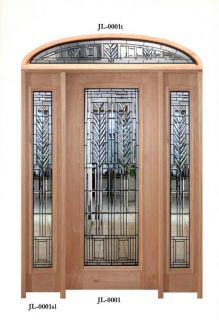 description newly constructed leaded glass entry door system