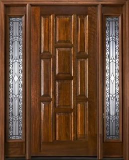 Mahogany Exterior Door with Sidelights N10 Panel Iron Classic SL 68