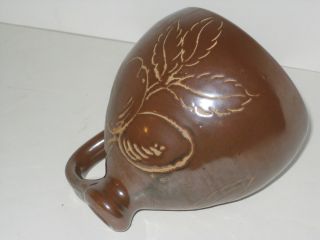 Dorchester Pottery Chocolate Brown Jug Plum Motif Decorated Glossy
