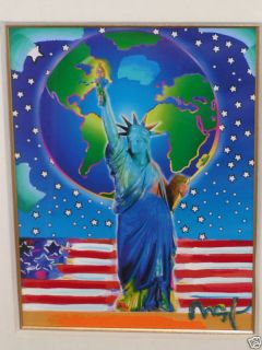 Peace on Earth Peter Max Signed Acrylic Painting Framed