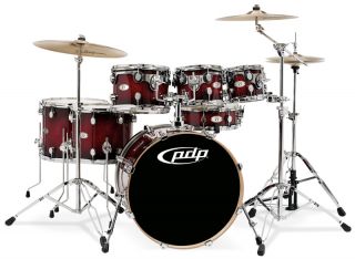 pdp x7 series maple red black sparkle burst drum shell pack