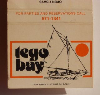 1980s Matchbook Tego Bay Seafood Charleston SC MB