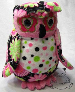 Marlene Owl Fuzzles Douglas Cuddle Plush Toy Stuffed Animal Bird Pink