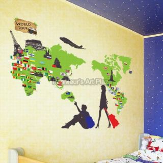 ECO 34 World Travel, Mural Decals Decor Home Art Removable Deco Wall