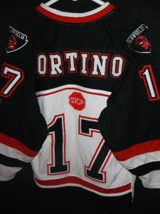 GAME WORN USED SEWN #17 ORTINO DUFFIELD DEVILS HOCKEY JERSEY SWEATER