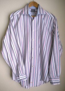  Thomas Dean Striped Dress Casual Shirt L