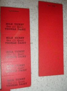 Vtg Antique Thomas Dairy Ebensburg PA Milk Ticket Voucher 6 Packs of