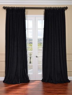  Black Double Wide Velvet Blackout Pole Pocket Curtains Drapes