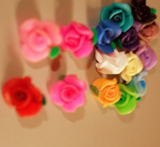 20pcs Mixed Color Fimo Polymer Clay Heart Flower Charmful Beads 10mm