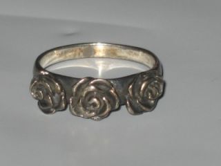 Vintage Antique Sterling Silver Rose Ring 925 Texas Witch Estate