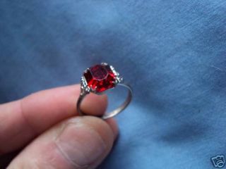 Vintage Sterling Silver Faux Ruby Raymond Lutrario Ring