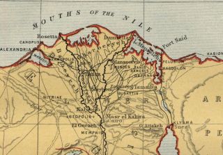 Egypt and The Nile Region Authentic 1889 Map Showing Topography Cities