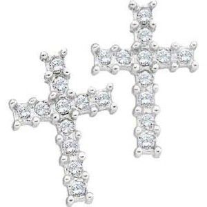 Diamond Cross Earrings 1 10th Carat 14k White Gold