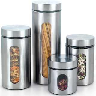 store herbs spices and more with this four piece glass canister set
