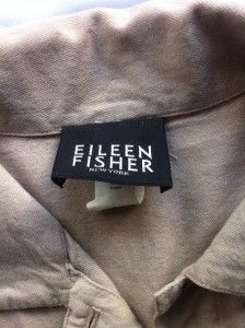 Eileen Fisher Khaki Womens Jacket Lightweight Tencel Cotton Blend