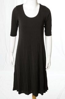 Eileen Fisher Petites Black LBD Silk 2 4 Sleeve Stretch Dress Sz PP