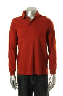Tasso Elba New Orange Long Sleeves Polo Shirt s BHFO
