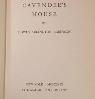 Cavenders House Edwin Arlington Robinson 1929 NF