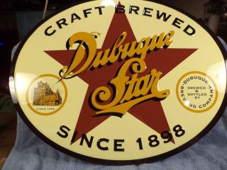 DUBUQUE STAR BREWERY BEER SIGN FORM DUBUQUE IOWA EMBOSSED TIN NICE