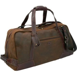 Country Large Suede Duffle Bag Brown Travel Luggage Case Gym w Leather