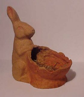   Egg Crate Pulp Easter Bunny Rabbit With Open Egg Candy Container Toy