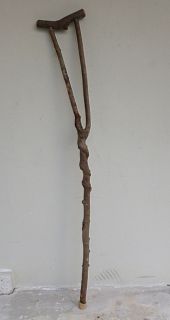 Early 20th C Folk Art Wood Crutch Natural Form Tree Branch w