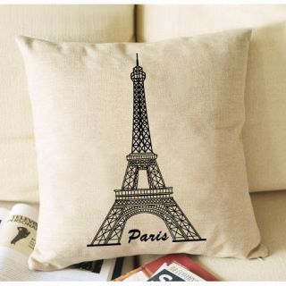 Paris Eiffel Tower Simple Design Cotton Linen Pillow Case Cushion