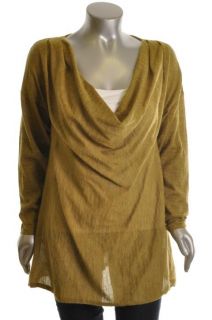 Eileen Fisher New Green Drape Cowl Neck Long Sleeves Pullover Sweater