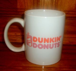Vtg Dunkin Donuts Coffee Cup Ceramic Mug 9 oz Orange Pink Logo Letters