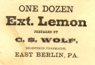 1870s East Berlin PA Lemon Extract Box Label