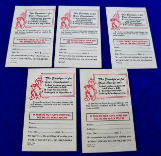 Vintage1964 Reddi Kilowatt Electric Bill Payment Envelopes Lot of 5