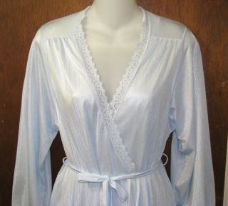 Miss Elaine Light Blue Long Nightgown Robe Set Small