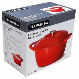  Tramontina 6.5 qt. Covered Cast Iron Red Enameled Dutch Oven Casserole
