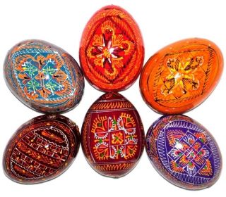 Wooden Easter Eggs Hand Painted Ukrainian Pysanky Easter Eggs Folk
