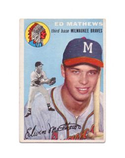 1954 Topps Baseball 30 Eddie Mathews Braves HOF ExNm