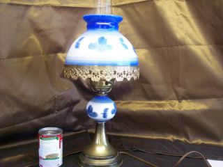 Vintage Delft Gone with The Wind Electric Table Lamp Handpainted Blue