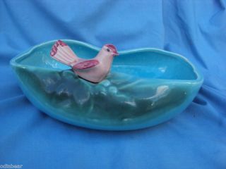Antique McCoy Art Pottery Bowl Centerpiece Bird on Side