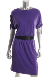 Ellen Tracy New Toast of The Town Purple Ruched Short Sleeve Career