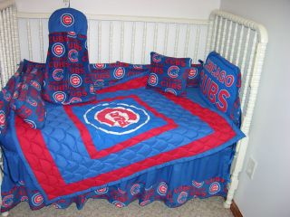  Crib Nursery Bedding Set Made w Chicago Cubs Fabric
