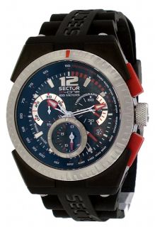 NEW MEN’S Swiss Made SECTOR M ONE CHRONOGRAPH BLACK RUBBER BLACKDIAL