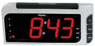 Elgin 4537 Electric Auto Set Extra Large 2 Display Alarm Clock w Dual