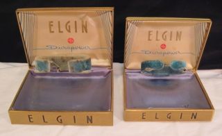 Vintage Elgin Deco Watch Display Cases Gold Presentation Box 2